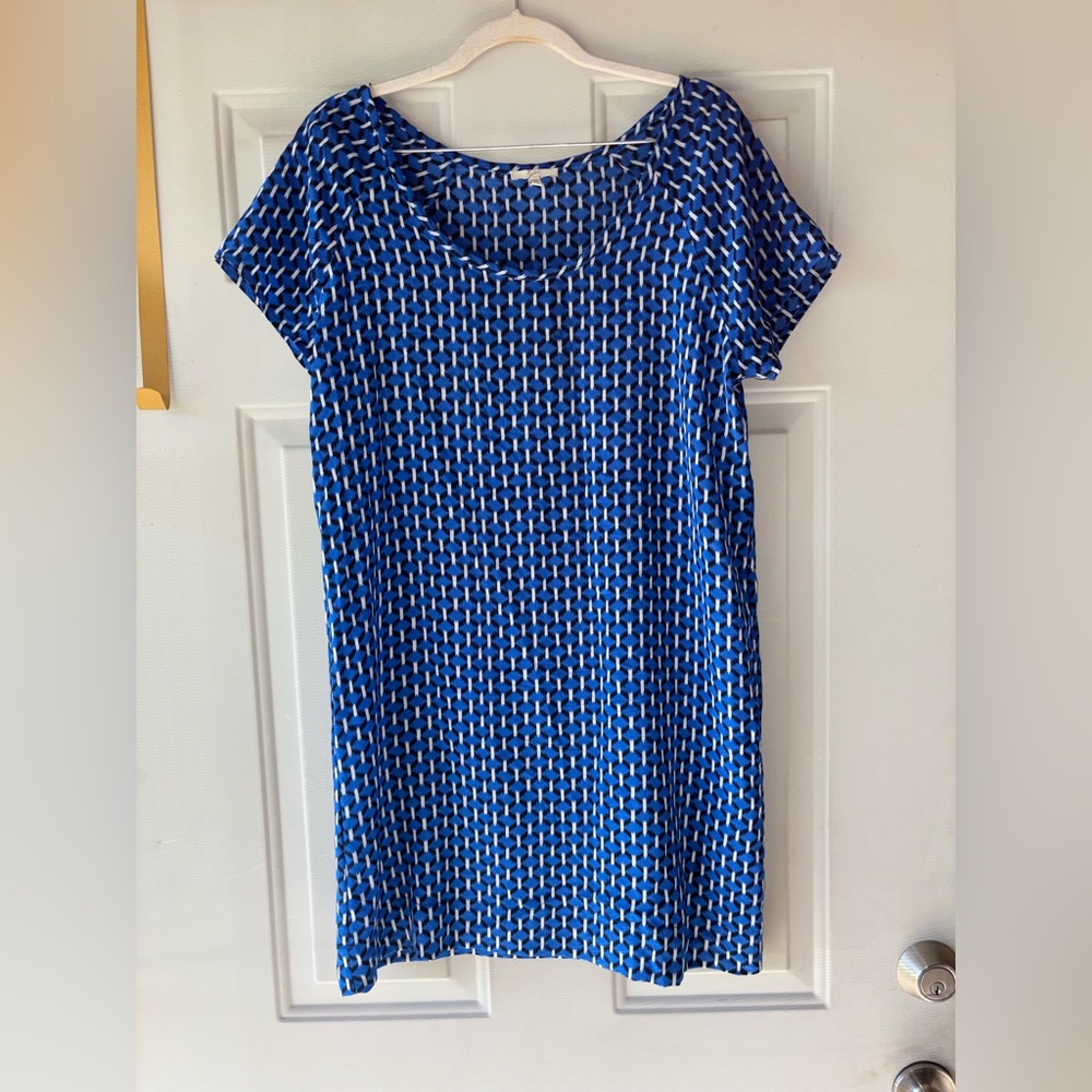 Joie blue/black/white print silk dress size S